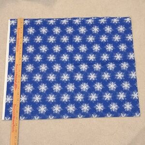 NEW 1 yd BLUE WHITE SILVER‎ GLITTER SNOWFLAKES Winter Christmas Holiday